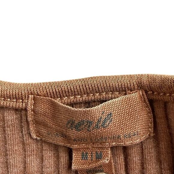 Aerie Women's Long Sleeve Thong Bodysuit, Size Medium, Brown/Burnt Orange - Picture 4 of 5